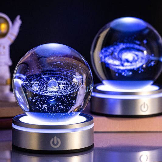 “Enchanted Lumisphere: 3D Engraved Crystal Night Light”