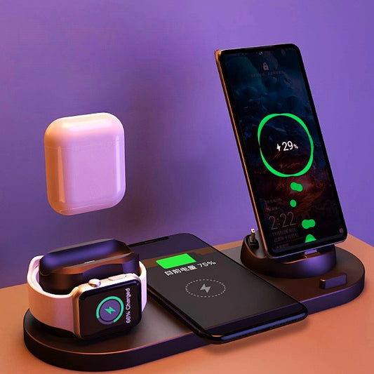 HexaCharge Pro - 6-in-1 Wireless Charging Hub for Apple Devices